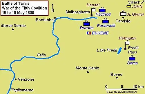 Battle of Tarvis and the storming of the Malborghetto and Predil Forts, 15–18 May 1809