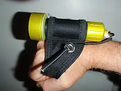 One piece LED dive light with soft Goodman type handle