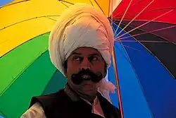 Malik Ata Muhammad Khan, Nawab of Kot Fateh Khan in Attock District, Punjab, Pakistan wearing a turban made from 6.4 metres (7.0 yards) of cloth