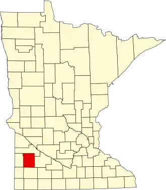 Map of Minnesota highlighting Lyon County