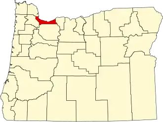 State map highlighting Multnomah County