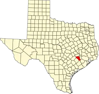 State map highlighting Austin County