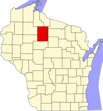 Map of Wisconsin highlighting Price County