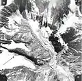 Vertical aerial photograph of glaciers on the southeast side of Cerro Mercedario.