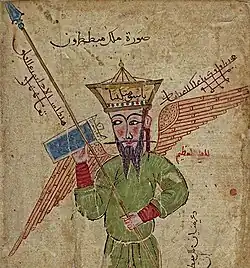 The high angel Metatron rendered by the 14th century artist Nasir al-Din Rammal.