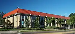 North Regional, a tall, one-story glass and concrete library