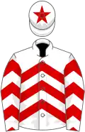 White, red chevrons, white cap, red star