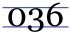 horizontal guidelines with a zero touching top and bottom, a three dipping below, and a six cresting above the guidelines, from left to right