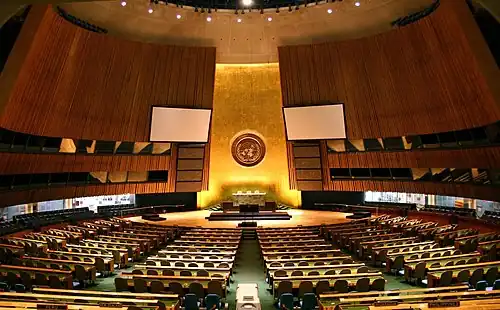 According to Snowden's documents, the United Nations Headquarters and the United Nations General Assembly were targeted by NSA employees disguised as diplomats.[75]