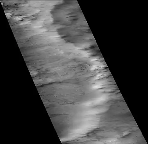 East side of Stoney (Martian crater), as seen by CTX camera (on Mars Reconnaissance Orbiter).
